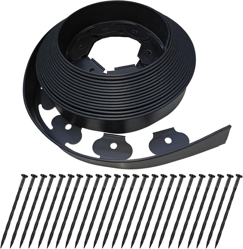 DasTior 60ft Garden Landscape Edging,Landscape Edging with 60 Landscape Spikes,Paver Edging 2 Inch Tall,Terrace Board Black (Black, 60 FT) - Image 1